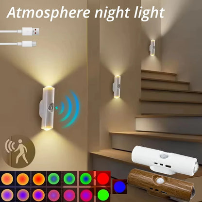LumaWall™ – Lámpara de Pared LED RGB con Sensor de Movimiento y Carga Magnética