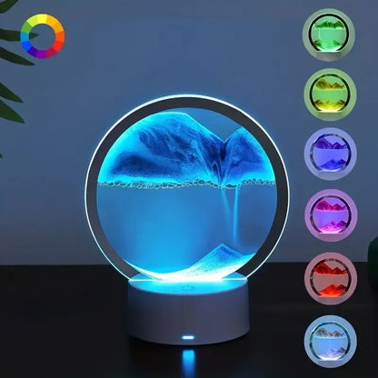 Lámpara de Arena 3D — Luz Nocturna Dinámica con 7 Colores