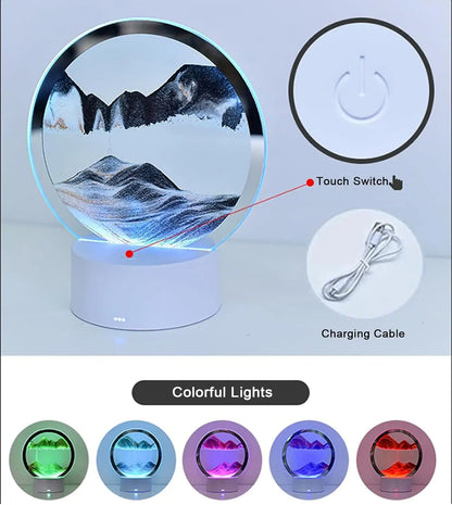 Lámpara de Arena 3D — Luz Nocturna Dinámica con 7 Colores