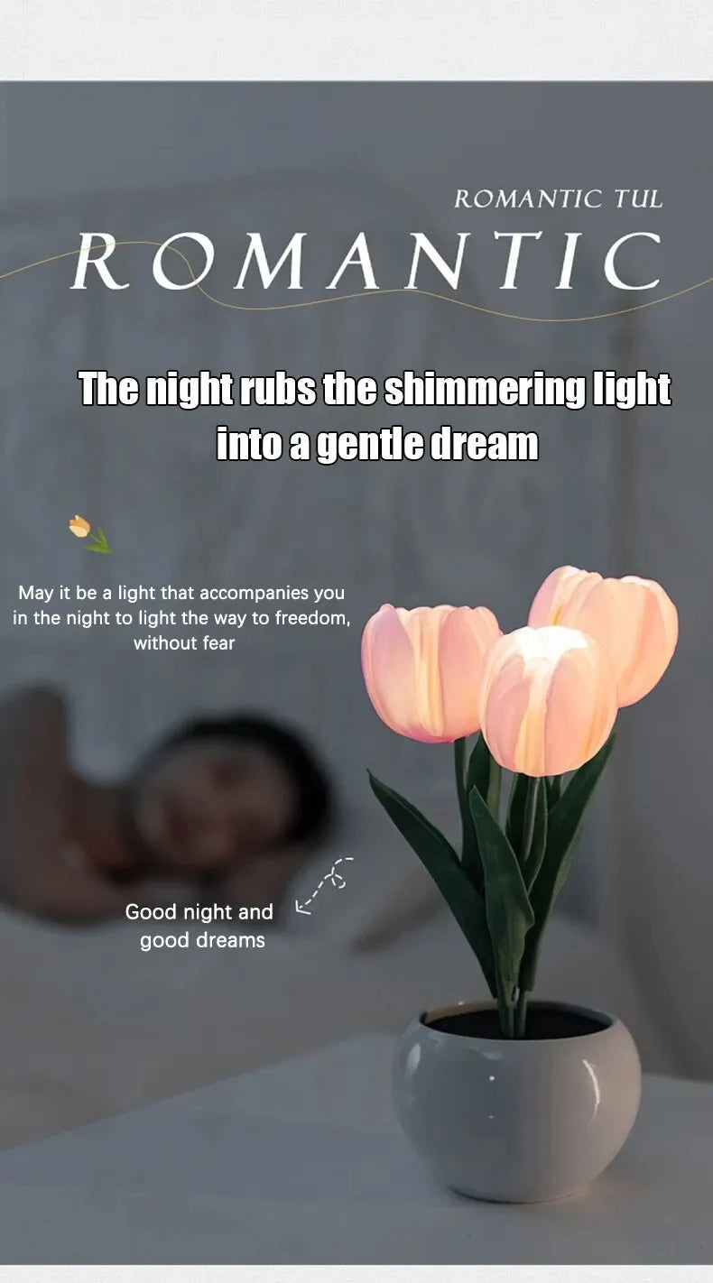 LED Tulip Lamp Night Simulation Flower Atmosphere Desk Light Room Table Decoration Lamp Gift for Girl friend