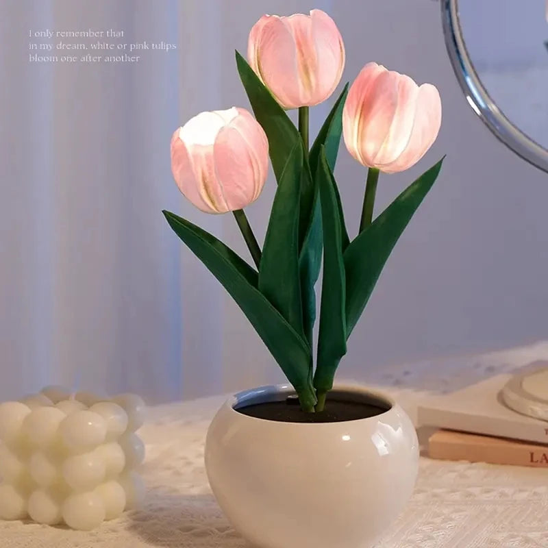 LED Tulip Lamp Night Simulation Flower Atmosphere Desk Light Room Table Decoration Lamp Gift for Girl friend