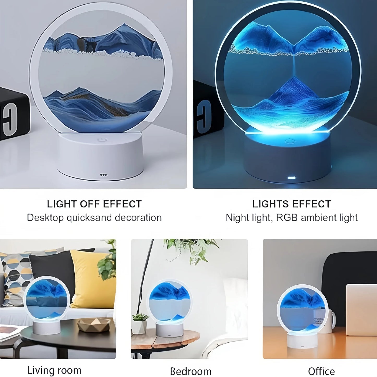 Lámpara de Arena 3D — Luz Nocturna Dinámica con 7 Colores