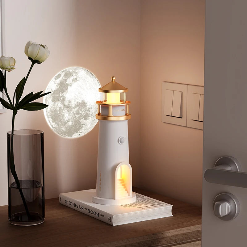 LunaFaro™ — Lámpara Faro con Proyección Lunar y Altavoz Bluetooth