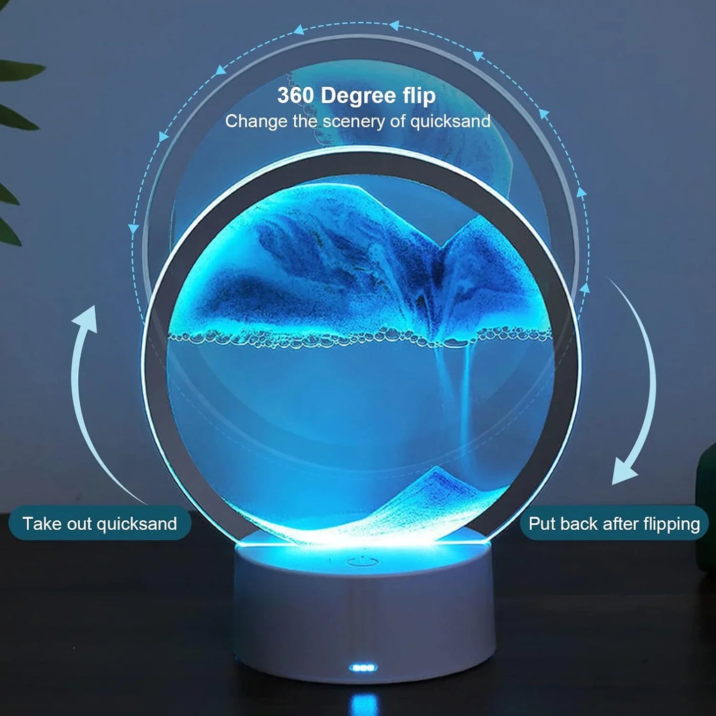 Lámpara de Arena 3D — Luz Nocturna Dinámica con 7 Colores