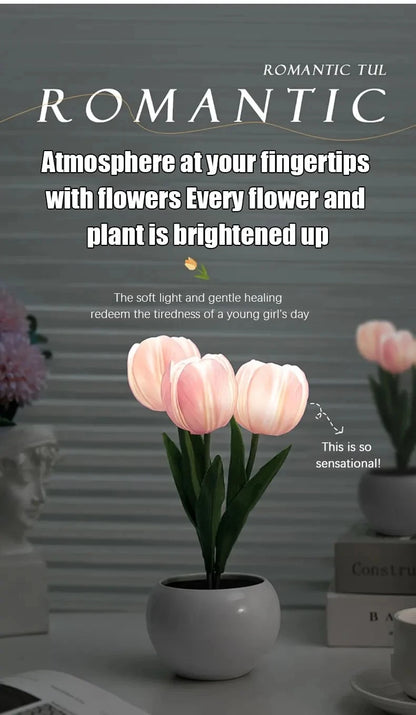 LED Tulip Lamp Night Simulation Flower Atmosphere Desk Light Room Table Decoration Lamp Gift for Girl friend