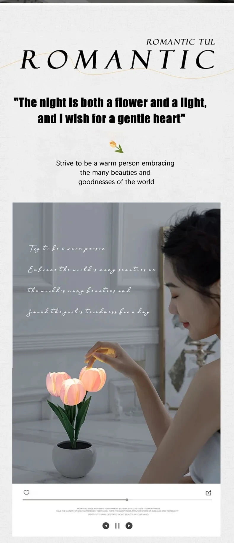 LED Tulip Lamp Night Simulation Flower Atmosphere Desk Light Room Table Decoration Lamp Gift for Girl friend