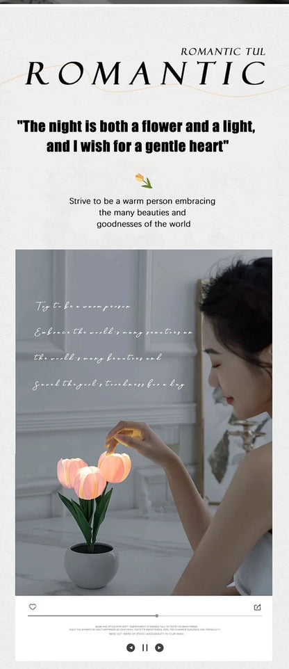LED Tulip Lamp Night Simulation Flower Atmosphere Desk Light Room Table Decoration Lamp Gift for Girl friend