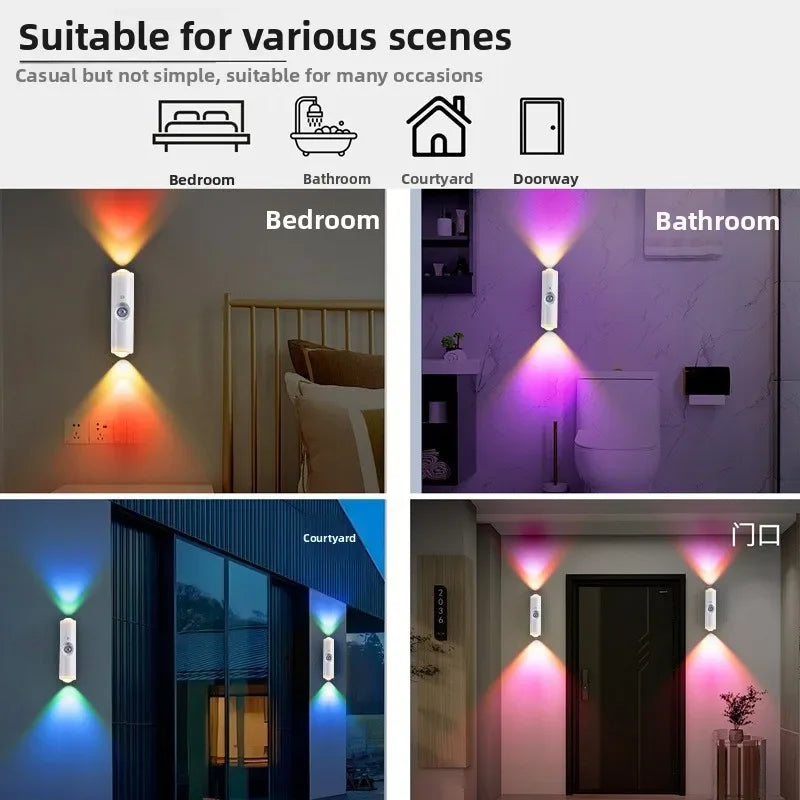LumaWall™ – Lámpara de Pared LED RGB con Sensor de Movimiento y Carga Magnética