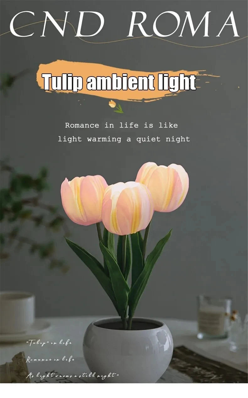 LED Tulip Lamp Night Simulation Flower Atmosphere Desk Light Room Table Decoration Lamp Gift for Girl friend